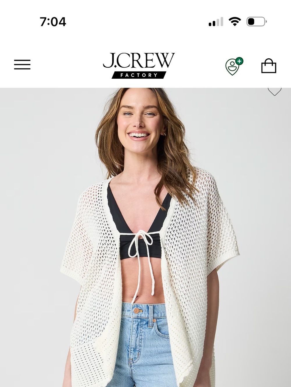 J. Crew Crochet Cream Open-Knit Tie-Front Sweater Poncho